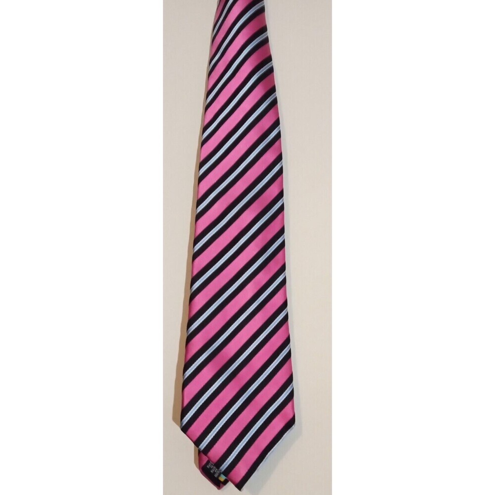 Resilio 100% Silk Tie Pink/Navy Diagonal Stripe, Beautiful Tie, EUC, So Nice